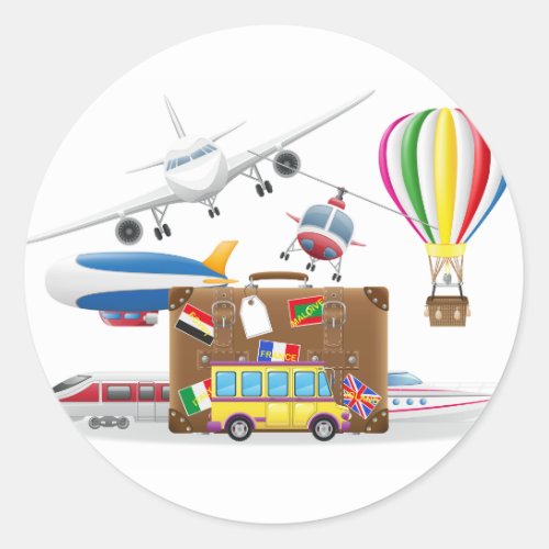 Travel Transport Symbols Classic Round Sticker