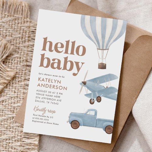 Travel Transportation Baby Shower Invitation