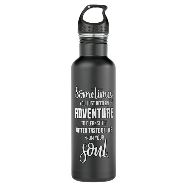 Travel Traveling Quotes Adventure Quote Gift Idea Stainless Steel Water Bottle (Front)