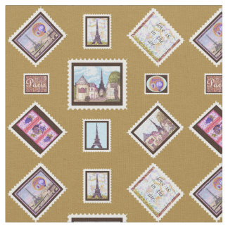 Travel Trunk Paris Eiffel Postage fabric