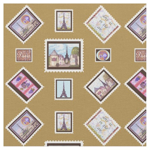 Travel Trunk Paris Eiffel Postage fabric