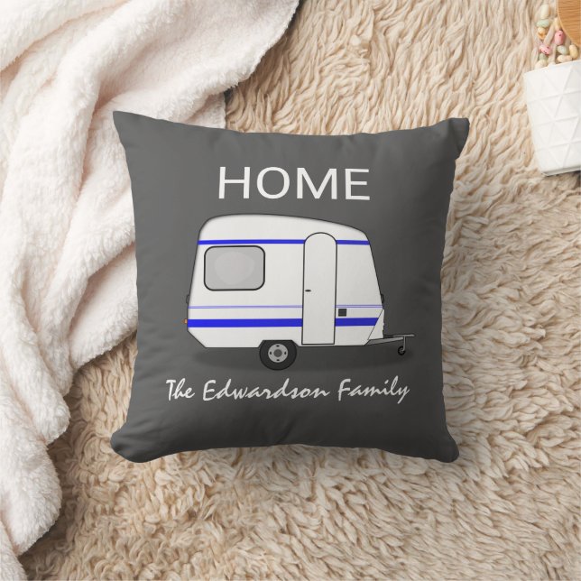 Travel vacation caravan Home Family monogram Throw Pillow (Blanket)