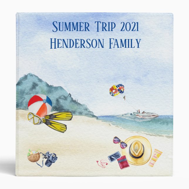 Travel Vacation Photo Album Beach 3 Ring Binder (Front)