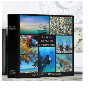 TRAVEL Vacation Photo Collage Album Scrapbook 3 Ring Binder