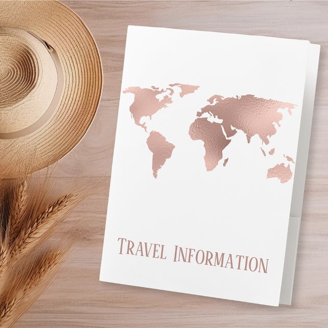 Travel Vacation Plans Rose Gold World Pocket Folder (Creator Uploaded)