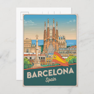 Travel vintage barcelona sagrada familia gifts postcard