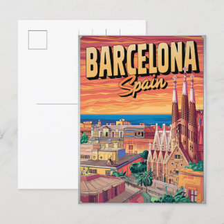 Travel vintage barcelona sagrada familia gifts postcard