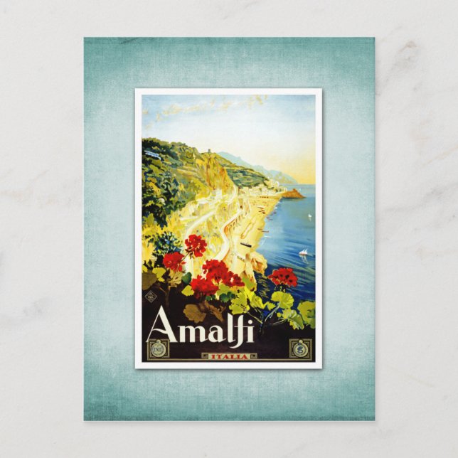 Travel Vintage Poster Amalfi Italy Postcard (Front)