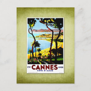 Travel Vintage Poster Cannes France Postcard