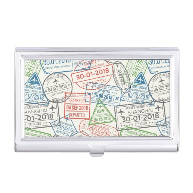 Travel Visa Stamp Business Card Case (Front)
