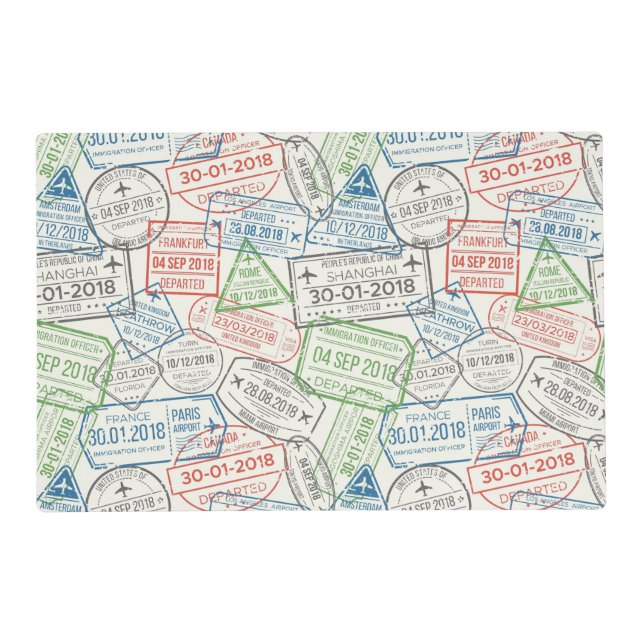 Travel Visa Stamp Placemat (Front)