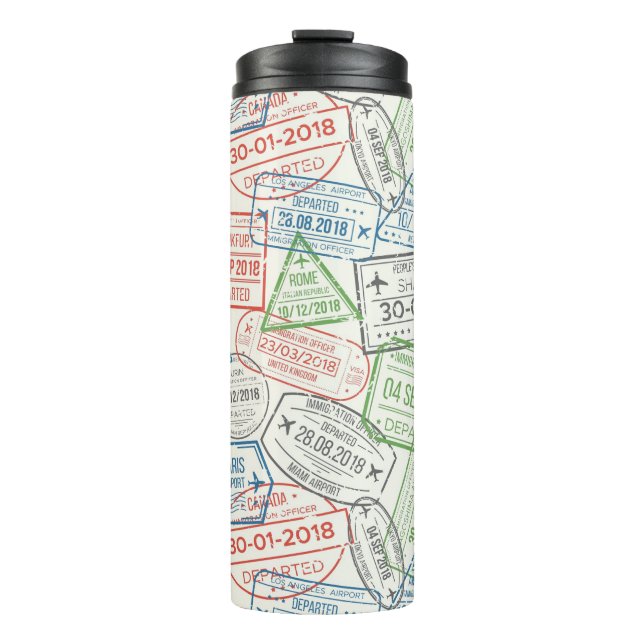 Travel Visa Stamp Thermal Tumbler (Front)