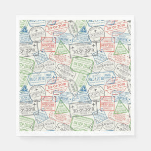 Travel Visa Stamps Napkins