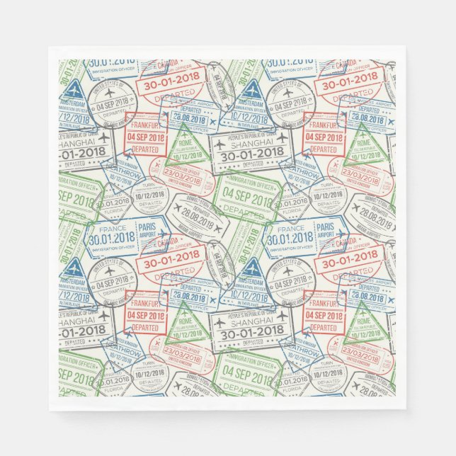 Travel Visa Stamps Napkins (Front)
