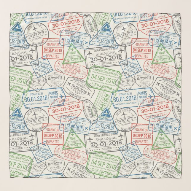 Travel Visa Stamps Scarf (Front)