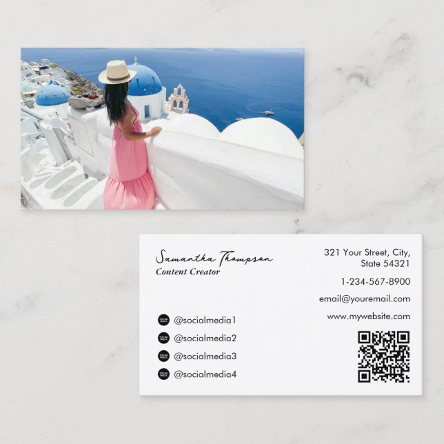 Travel Vlogger Blogger Influencer Full Photo  Business Card (Front/Back)