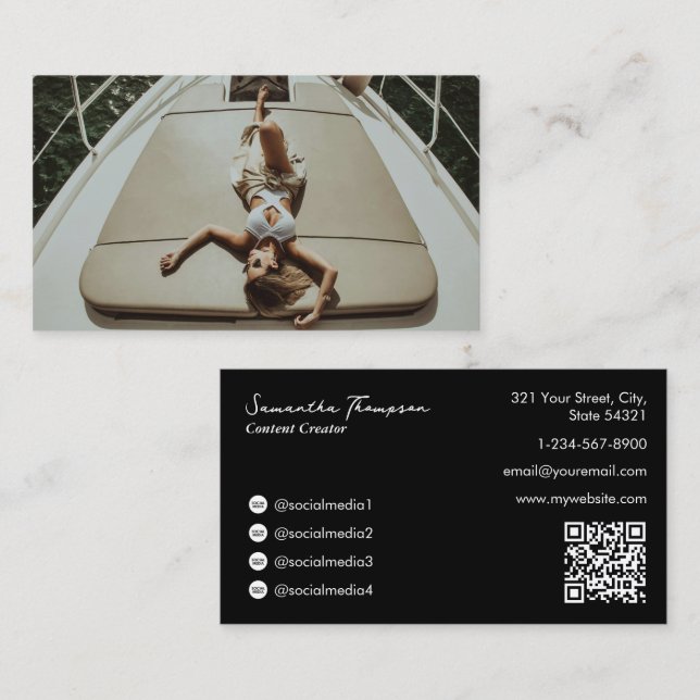 Travel Vlogger Influencer Content Creator Photo Business Card (Front/Back)