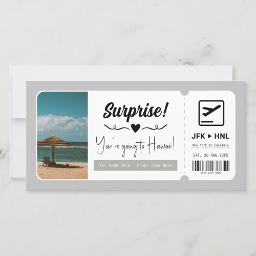 Travel Voucher Gift Certificate Surprise Vacation