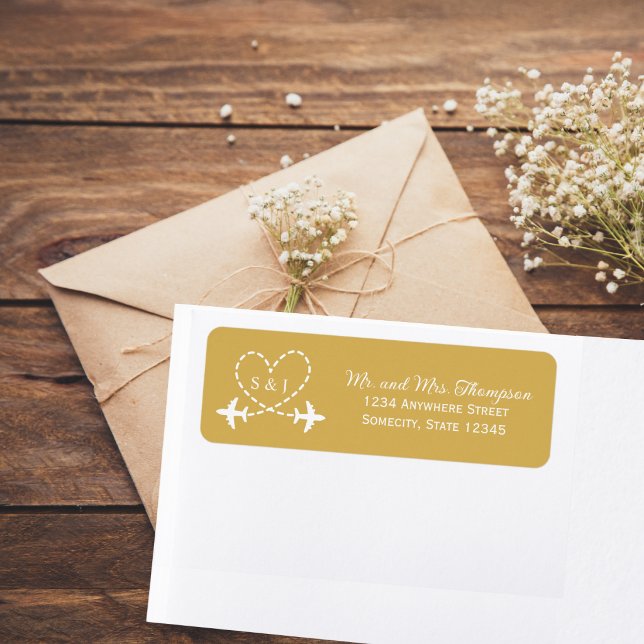 Travel Wedding Airplane Aviation Return Address  Label (Creator Uploaded)