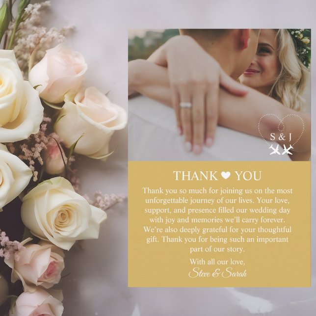 Travel Wedding Airplane Heart Modern Aviation Thank You Card (Creator Uploaded)