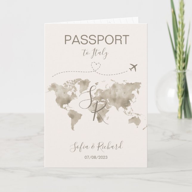 Travel Wedding Destination Passport World Map Invi Invitation (Front)
