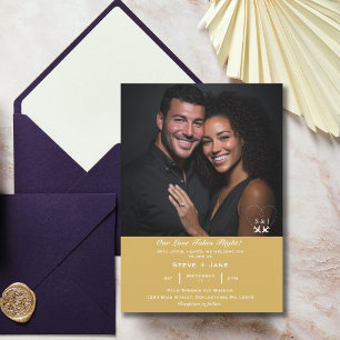 Travel Wedding Gold Elegant Custom Photo Invitation