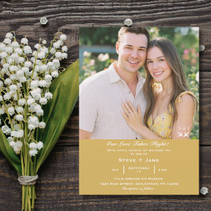 Travel Wedding Gold Elegant Custom Photo Invitation