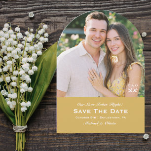 Travel Wedding Gold Elegant Custom Photo Save The Date