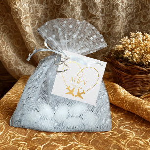 Travel Wedding Two Airplanes make Heart Modern Foil Favor Tags