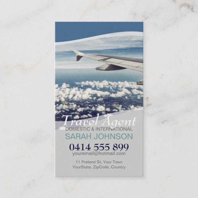 Travel Window Seat Clouds Business Card (Front)