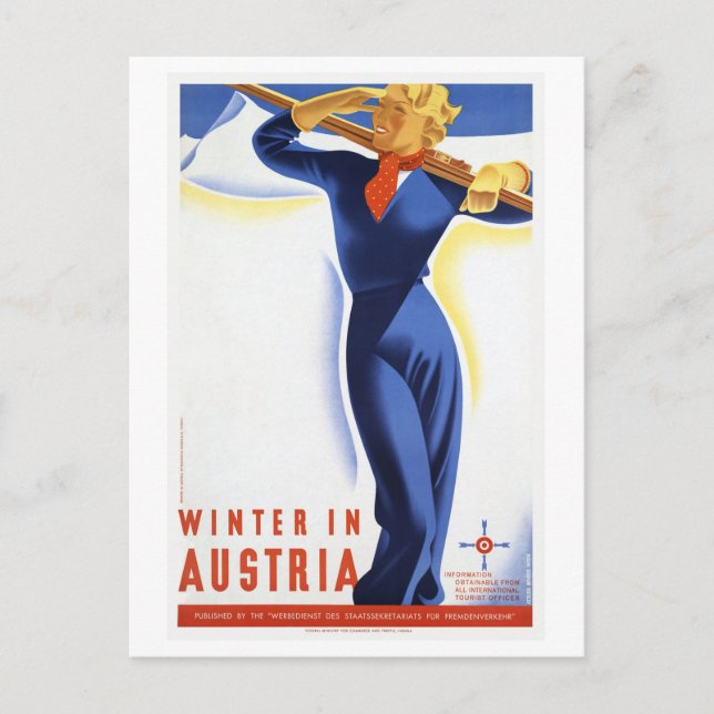 Travel Winter in Austria Ski Sports Postcard (Front)