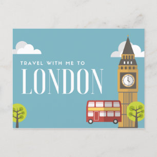 Travel with me to London England Holiday Postcard