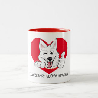 Travel with Swiss White Herder laughing Two-Tone Coffee Mug