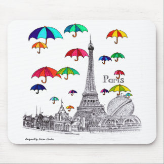 Travel with Umbrellas Paris Effiel Tower Mouse Pad