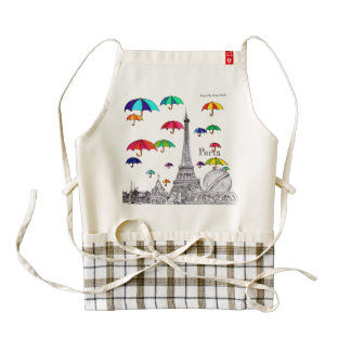 Travel with Umbrellas Sketch Paris Effile Tower Zazzle HEART Apron
