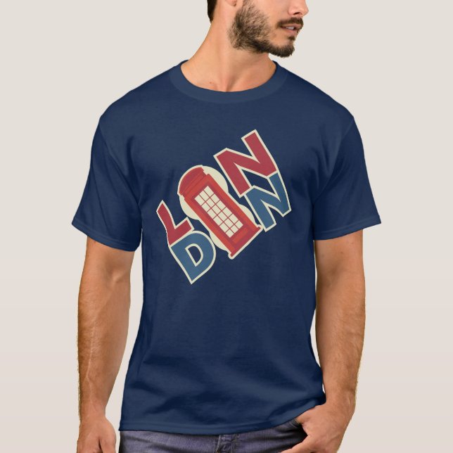 Travel World Cities London Blue Red Phone Box Dad T-Shirt (Front)