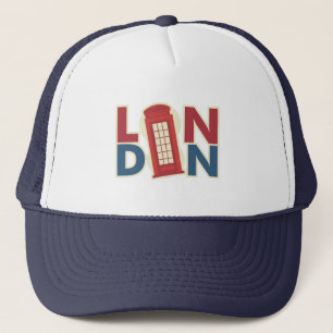 Travel World Cities London Blue Red Phone Box Trucker Hat