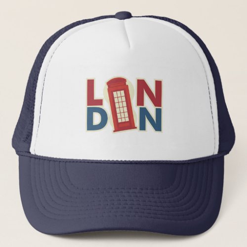 Travel World Cities London Blue Red Phone Box Trucker Hat