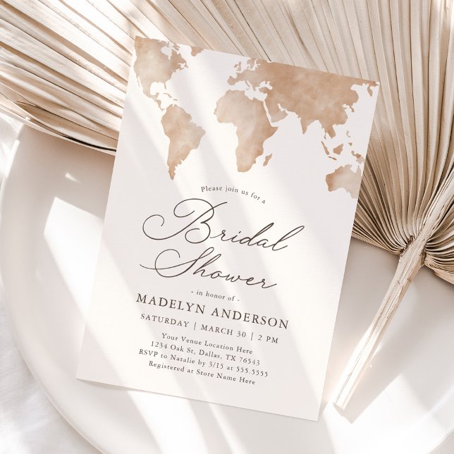 Travel World Map Bridal Shower Invitation (Creator Uploaded)