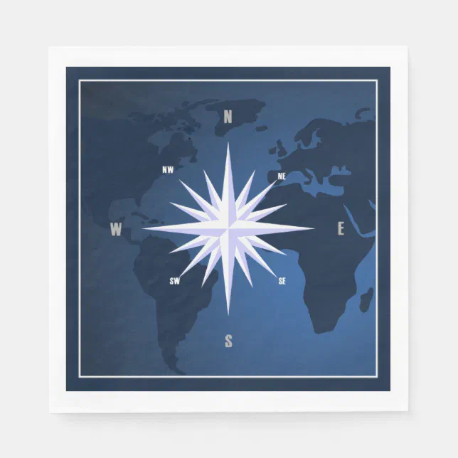 Travel World Map Compass Rose Napkins Zazzle 3523