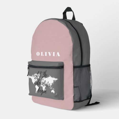 Travel World Map girly Personalized Printed Backpack