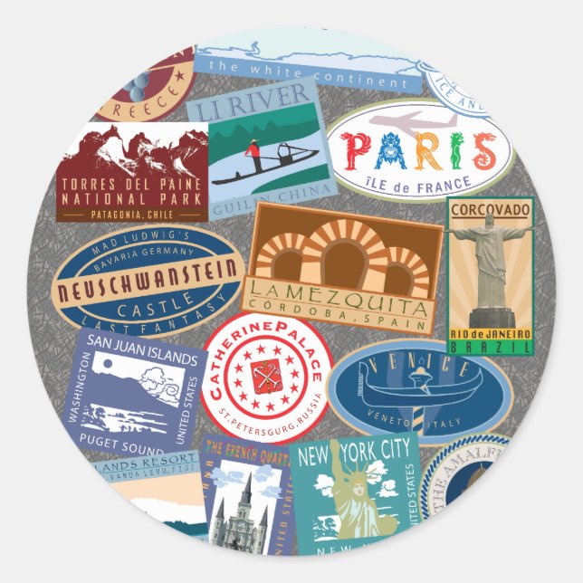 TRAVEL-World Traverler Classic Round Sticker (Front)