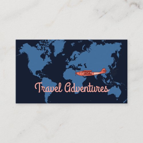 Travel Worldwide Map Vintage Plane Business Card