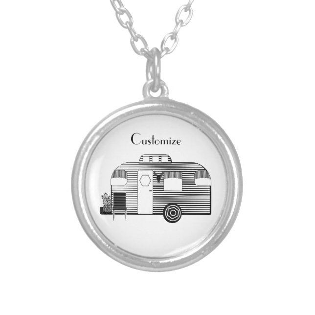 Traveler Camper Caravan Thunder_Cove Silver Plated Necklace (Front)