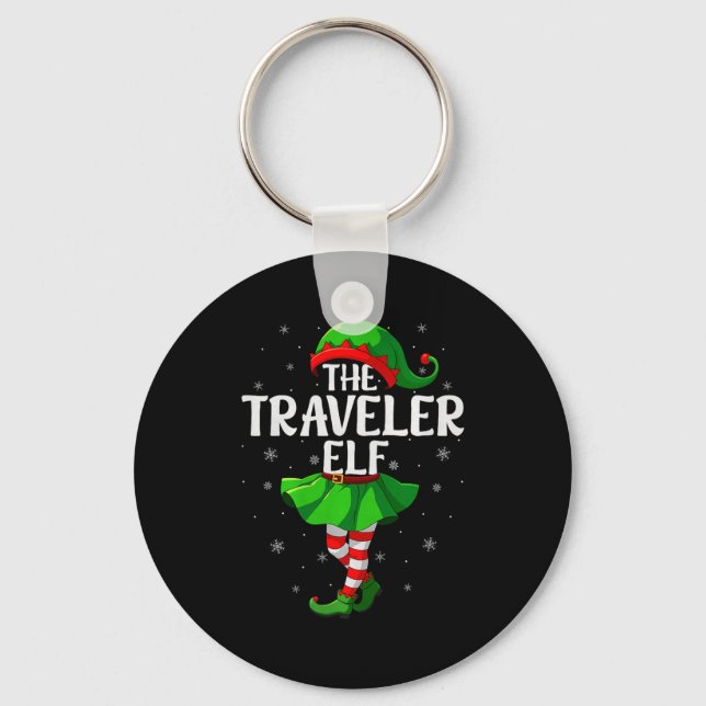 Traveler Elf Christmas Girls Women Elf Squad Xmas  Keychain (Front)