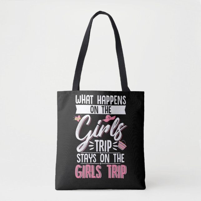 Traveler Flight Vacation What Happens On The Girls Tote Bag (Front)