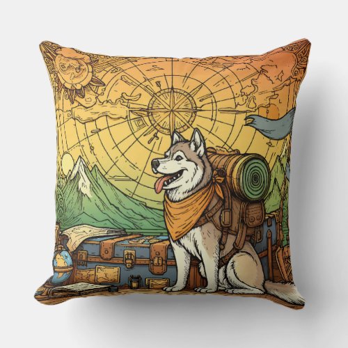 Traveler Husky Throw Pillow