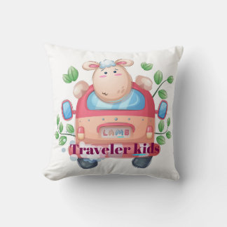 Traveler kids lamb throw pillow