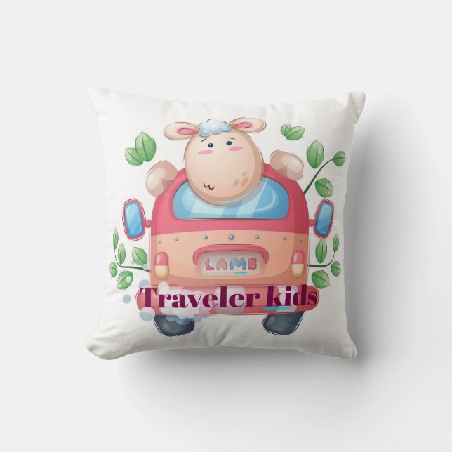 Traveler kids lamb  throw pillow (Front)