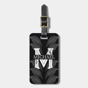 Traveler script monogram name Floral theme Luggage Tag